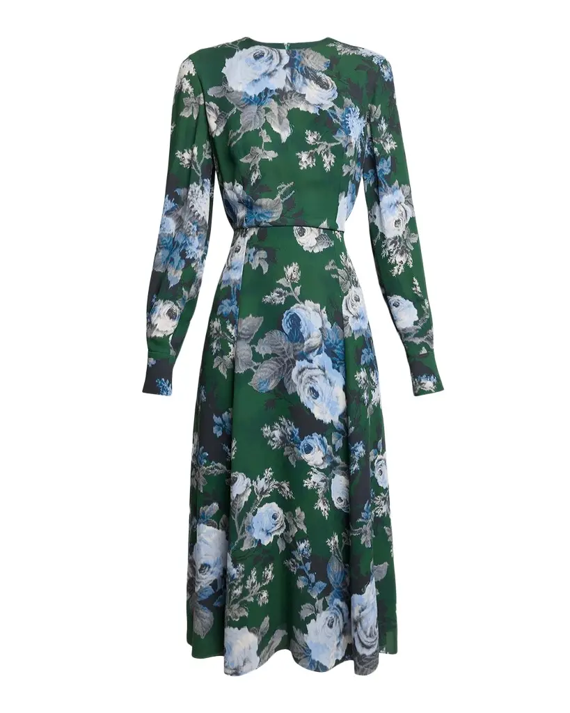 Erdem Floral Crepe A-Line Midi Dress | Image 1 Erdem Floral Crepe A-Line Midi Dress | Image 1