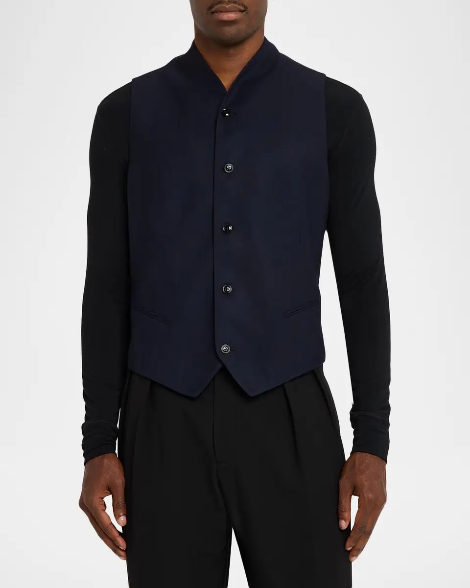 Giorgio Armani Men's Wool-Stretch Waistcoat | Thumbnail 4 Giorgio Armani Men's Wool-Stretch Waistcoat | Thumbnail 4