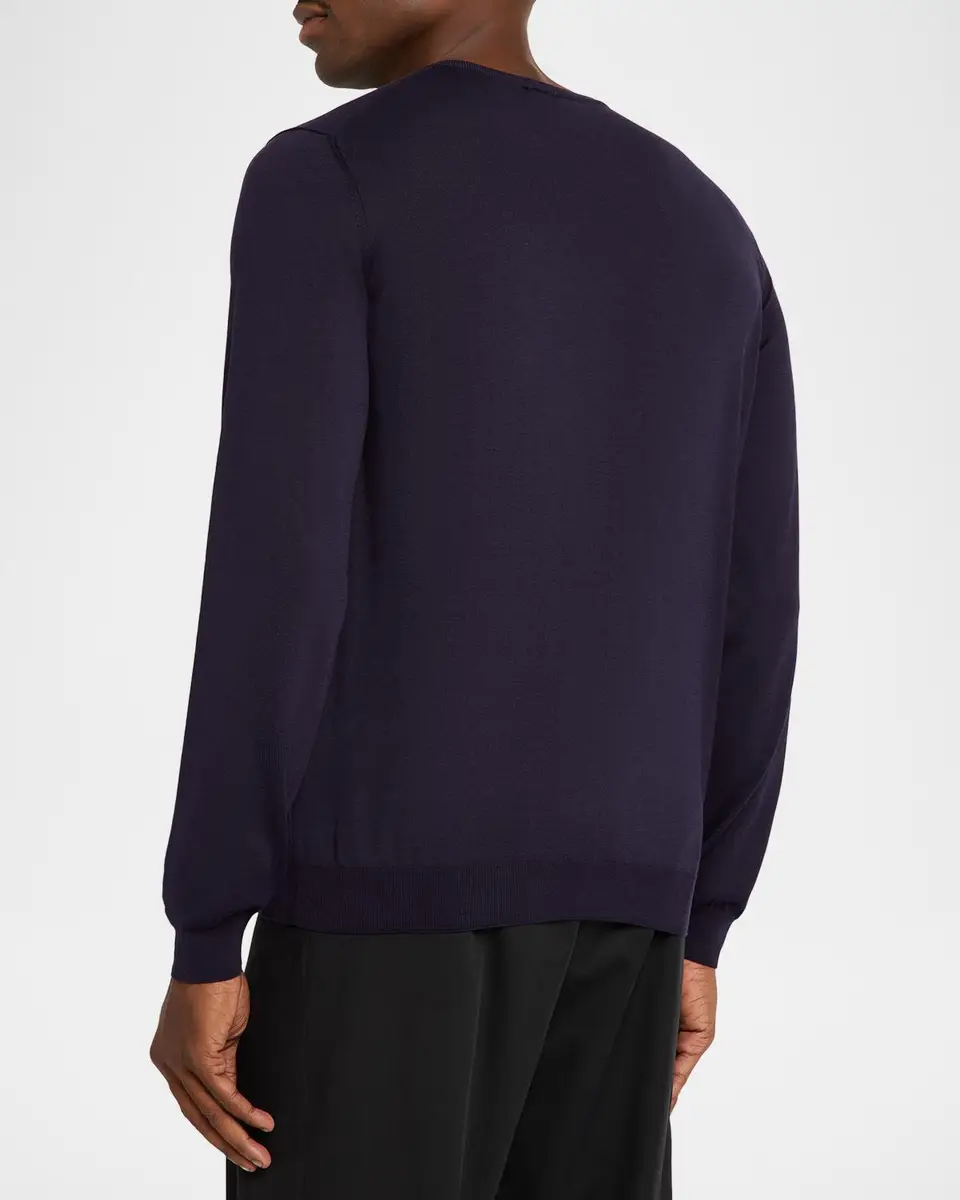 Giorgio Armani Men's Silk and Cotton Crewneck Sweater | Thumbnail 3 Giorgio Armani Men's Silk and Cotton Crewneck Sweater | Thumbnail 3
