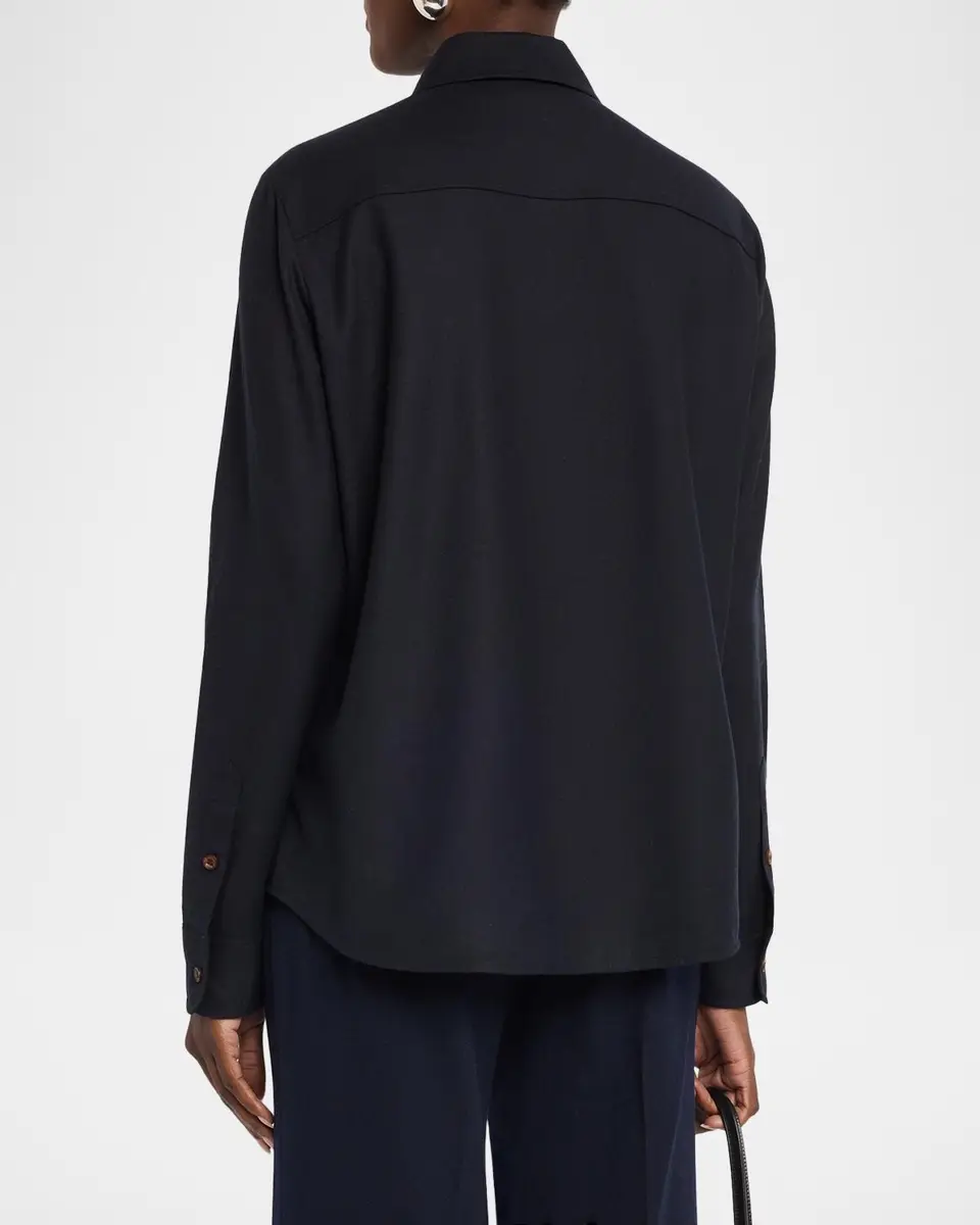 Lafayette 148 New York Brushed Wool Button-Front Shirt | Thumbnail 3 Lafayette 148 New York Brushed Wool Button-Front Shirt | Thumbnail 3