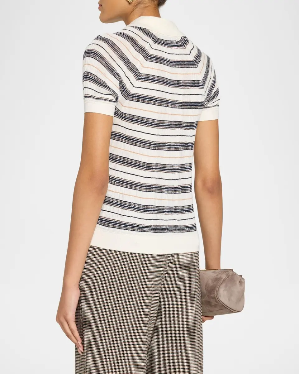 rag & bone Teresa Striped Silk-Blend Polo | Thumbnail 3 rag & bone Teresa Striped Silk-Blend Polo | Thumbnail 3