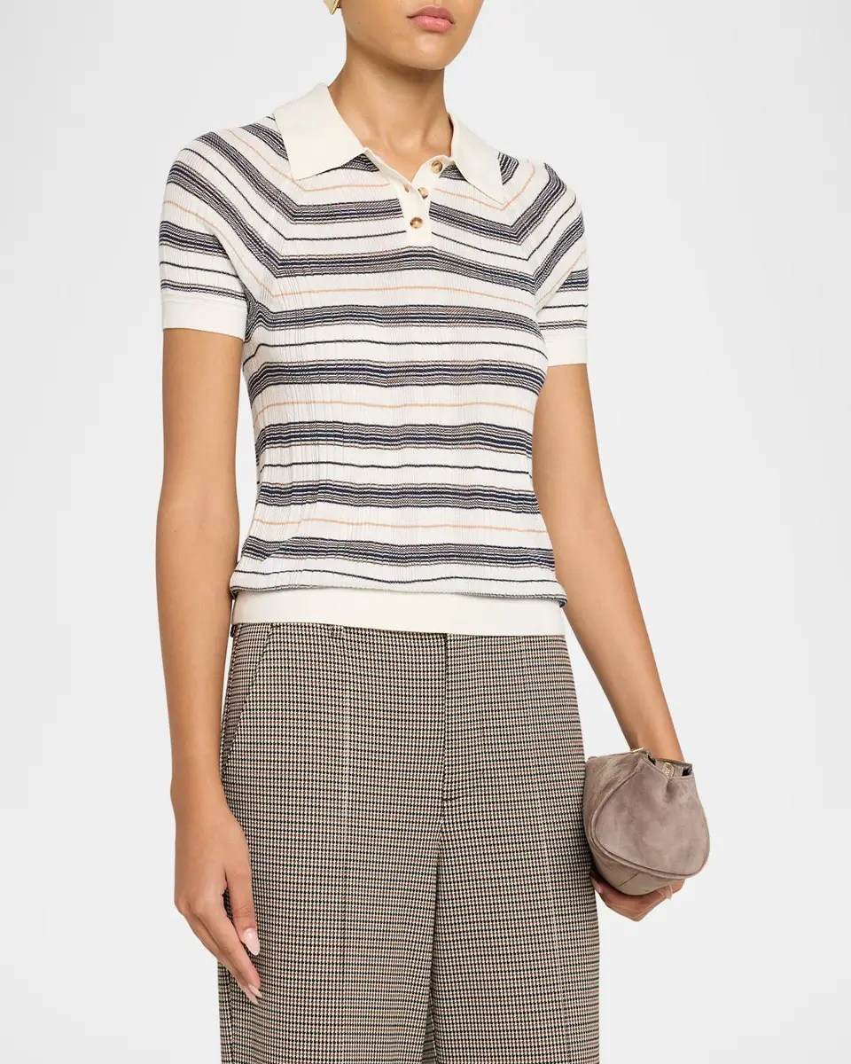 rag & bone Teresa Striped Silk-Blend Polo | Thumbnail 4 rag & bone Teresa Striped Silk-Blend Polo | Thumbnail 4