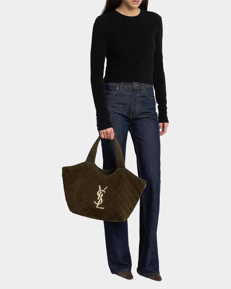 Saint Laurent Icare Medium Quilted Suede Tote Bag | Thumbnail 5 Saint Laurent Icare Medium Quilted Suede Tote Bag | Thumbnail 5