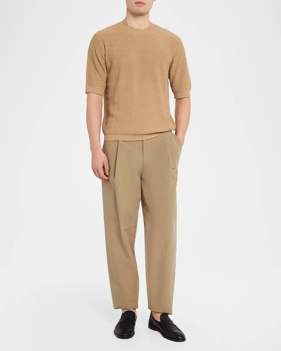 Emporio Armani Men's Tonal Wave Short-Sleeve Crewneck Sweater | Thumbnail 2 Emporio Armani Men's Tonal Wave Short-Sleeve Crewneck Sweater | Thumbnail 2