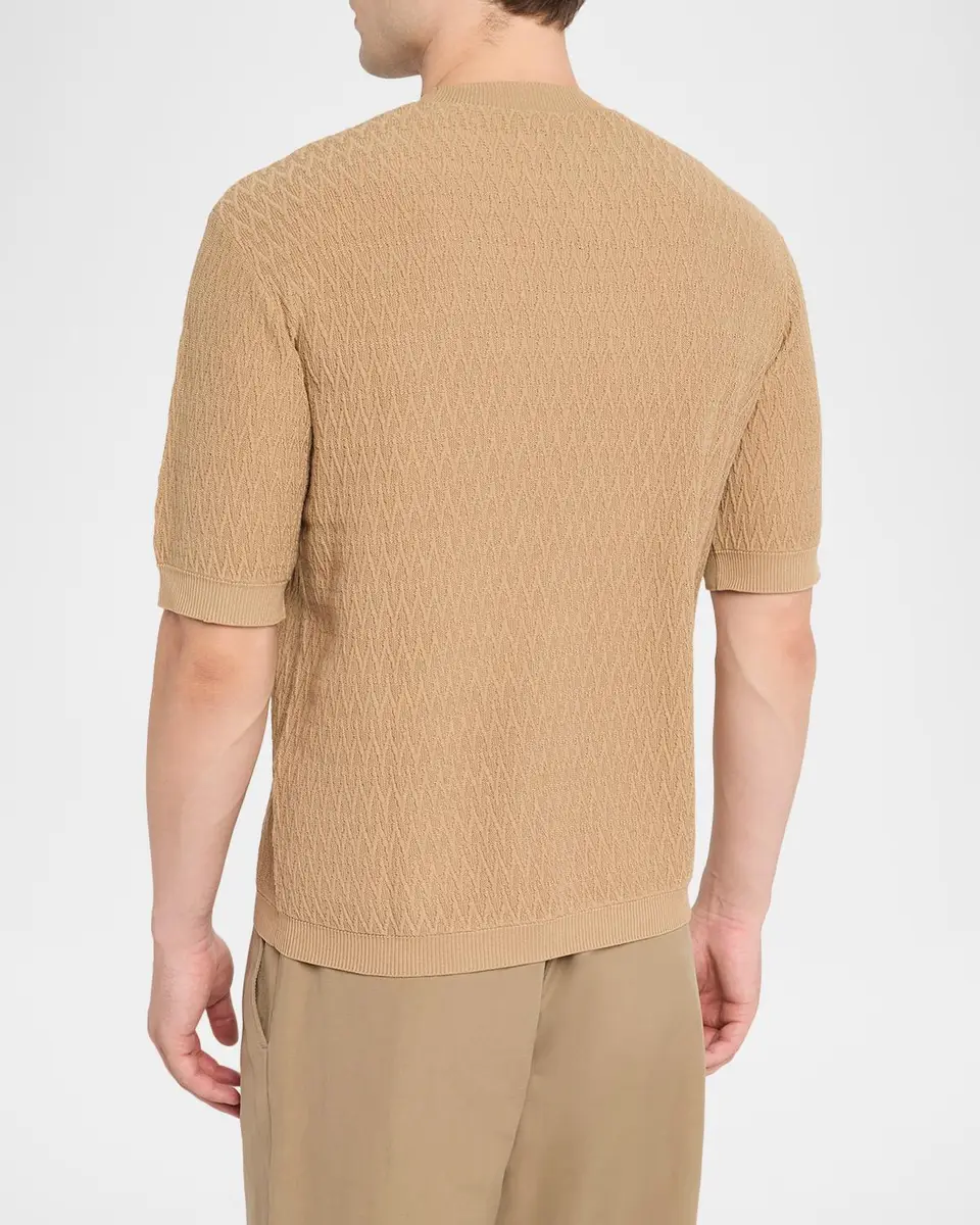 Emporio Armani Men's Tonal Wave Short-Sleeve Crewneck Sweater | Thumbnail 3 Emporio Armani Men's Tonal Wave Short-Sleeve Crewneck Sweater | Thumbnail 3