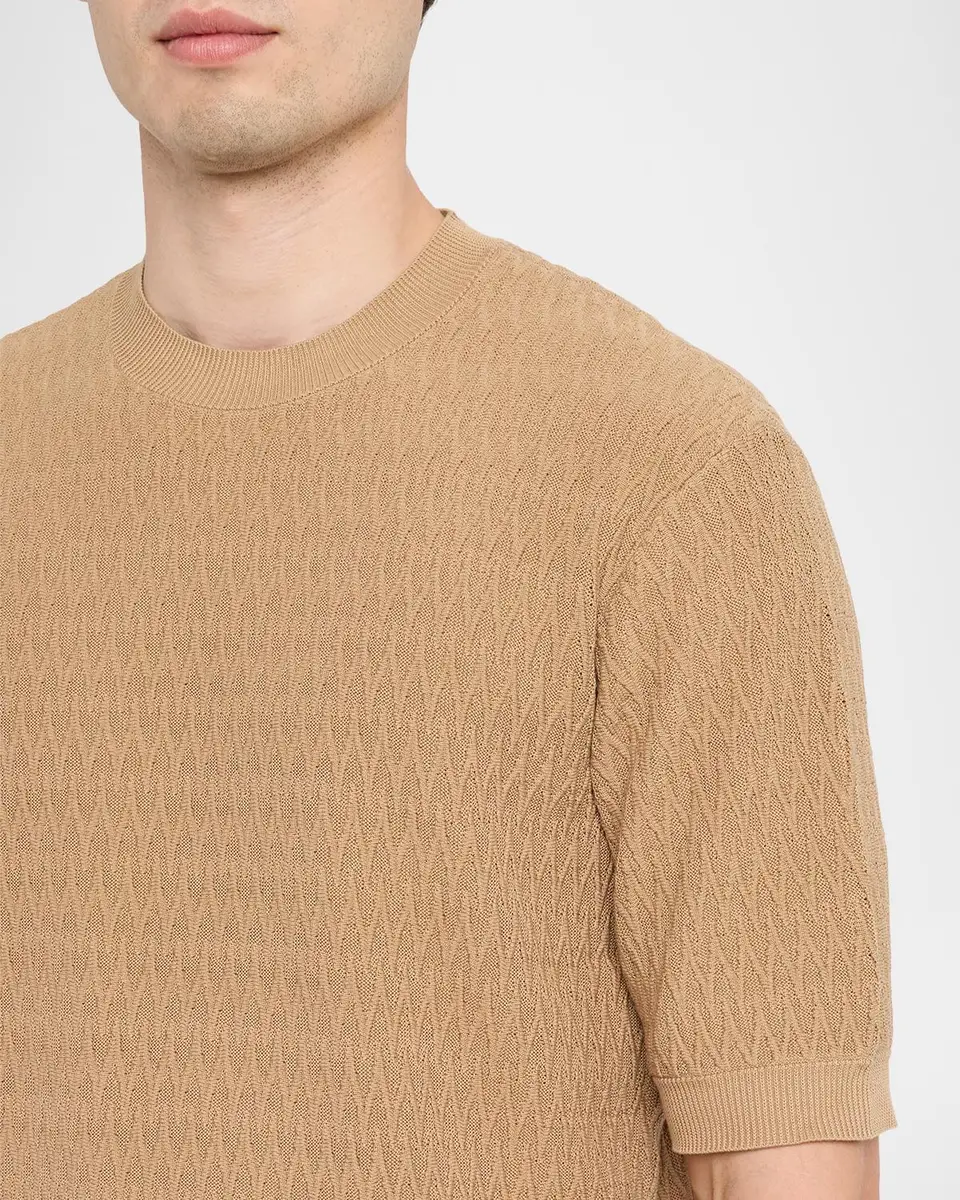 Emporio Armani Men's Tonal Wave Short-Sleeve Crewneck Sweater | Thumbnail 5 Emporio Armani Men's Tonal Wave Short-Sleeve Crewneck Sweater | Thumbnail 5