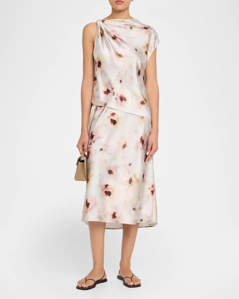 Vince Watercolor Floral Midi Skirt | Thumbnail 2 Vince Watercolor Floral Midi Skirt | Thumbnail 2