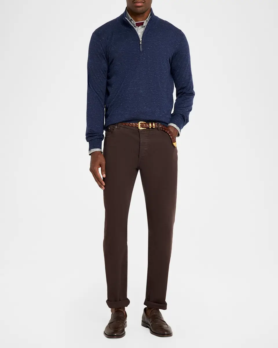 Brunello Cucinelli Men's Cashmere-Blend Quarter-Zip Sweater | Thumbnail 2