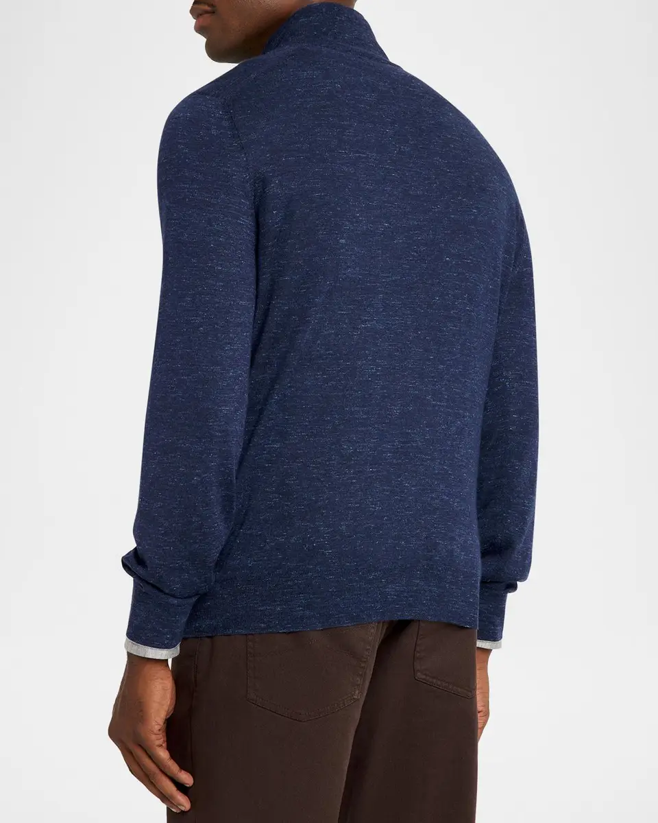 Brunello Cucinelli Men's Cashmere-Blend Quarter-Zip Sweater | Thumbnail 3