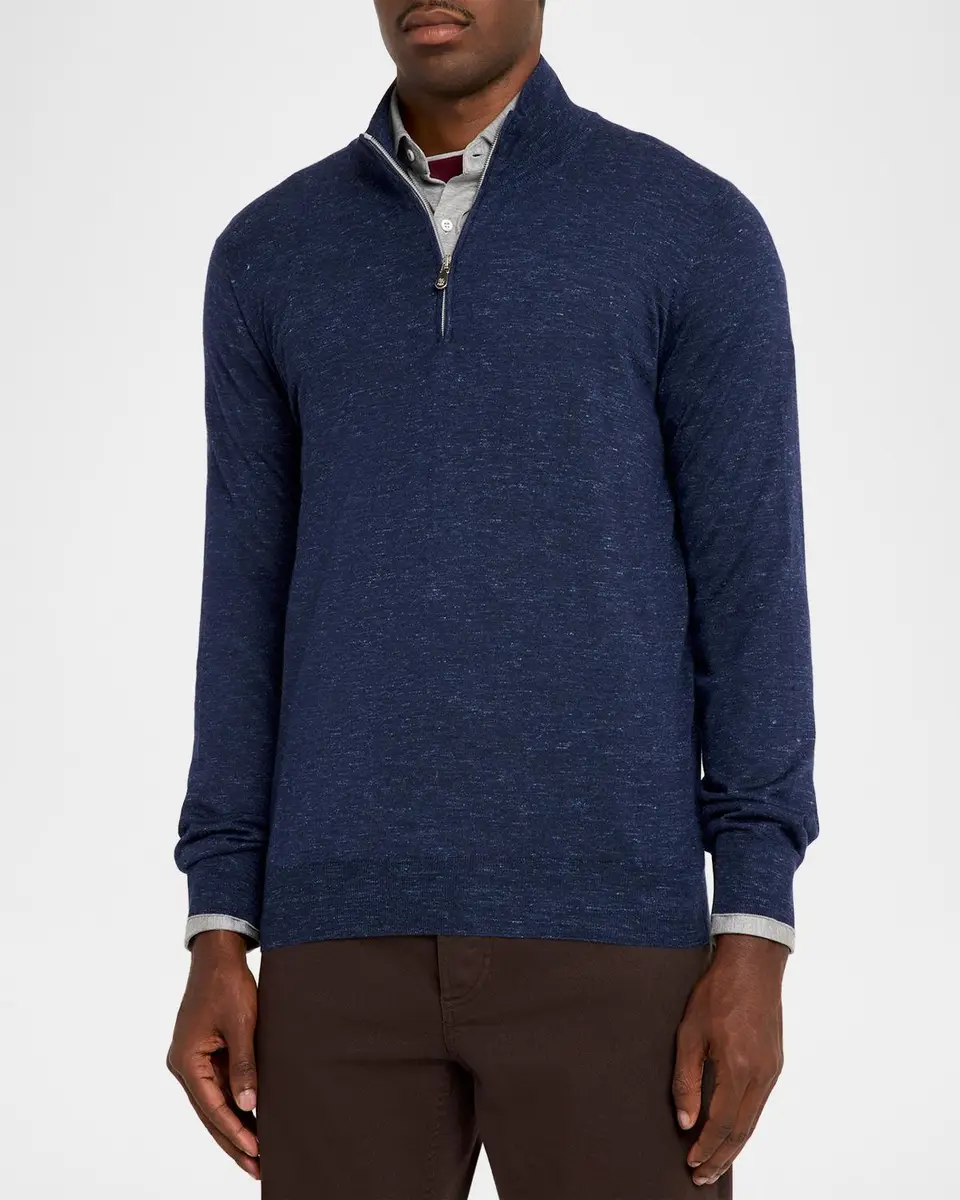 Brunello Cucinelli Men's Cashmere-Blend Quarter-Zip Sweater | Thumbnail 4