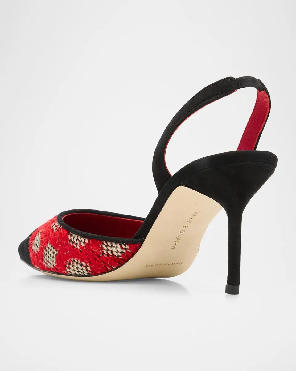 Manolo Blahnik 70mm Capsli Raffia and Suede Slingback Pumps | Thumbnail 4