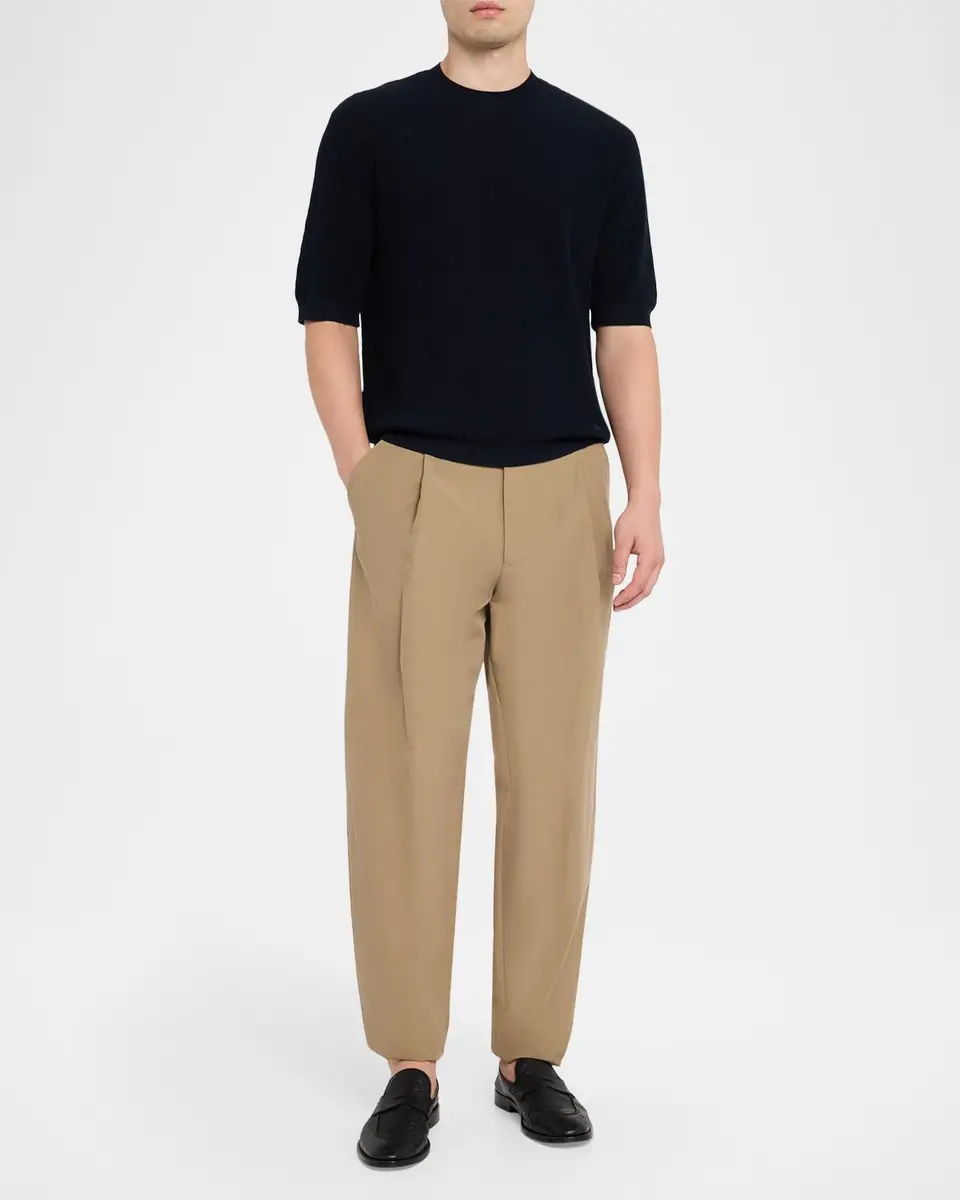Emporio Armani Men's Tonal Wave Short-Sleeve Crewneck Sweater | Thumbnail 2 Emporio Armani Men's Tonal Wave Short-Sleeve Crewneck Sweater | Thumbnail 2
