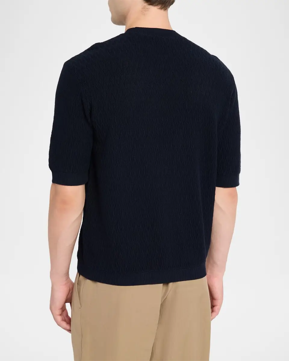 Emporio Armani Men's Tonal Wave Short-Sleeve Crewneck Sweater | Thumbnail 3 Emporio Armani Men's Tonal Wave Short-Sleeve Crewneck Sweater | Thumbnail 3