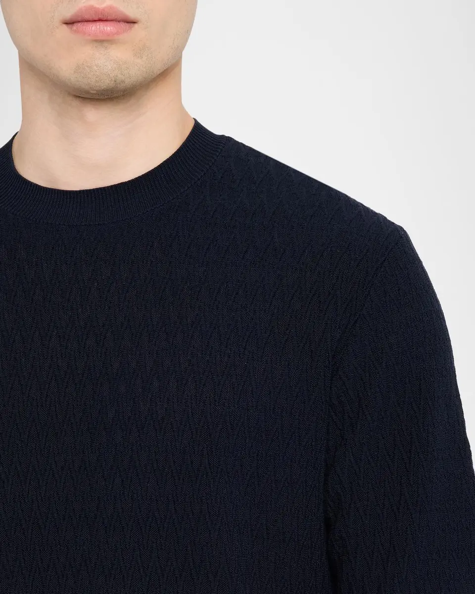 Emporio Armani Men's Tonal Wave Short-Sleeve Crewneck Sweater | Thumbnail 5 Emporio Armani Men's Tonal Wave Short-Sleeve Crewneck Sweater | Thumbnail 5