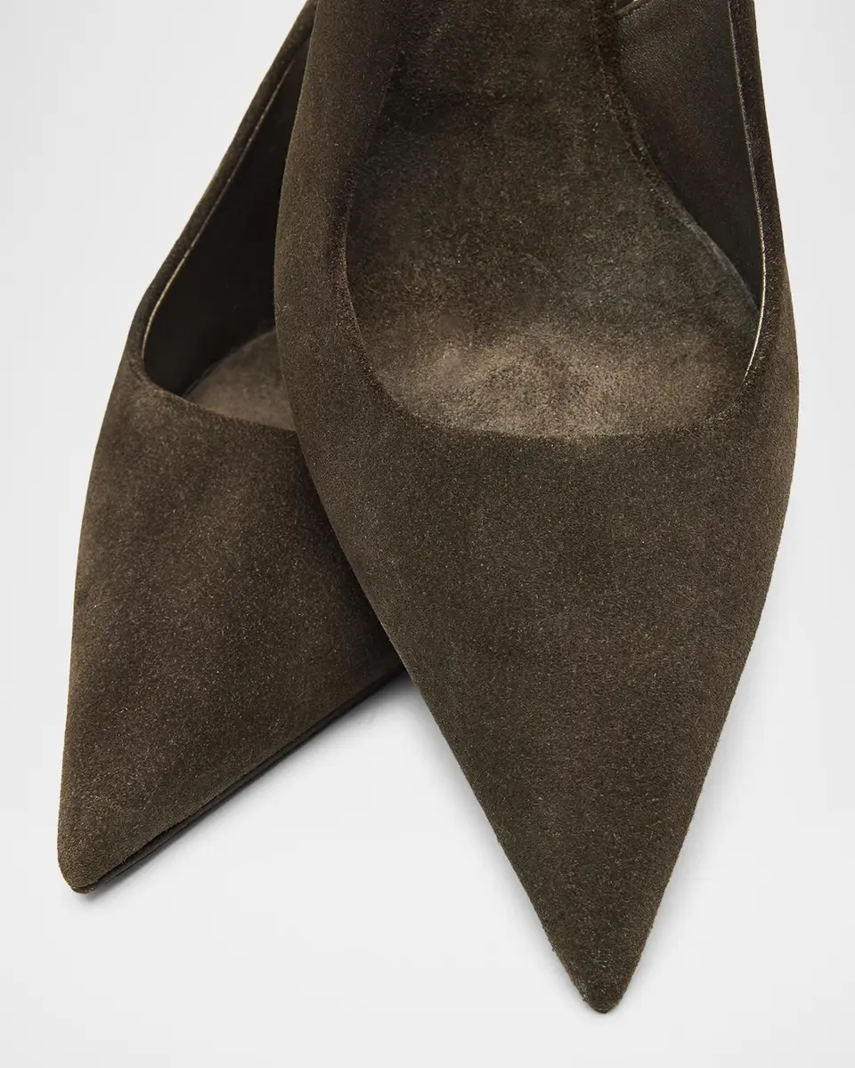 Brunello Cucinelli 85mm Monili-Heel Suede Slingback Pumps | Thumbnail 3 Brunello Cucinelli 85mm Monili-Heel Suede Slingback Pumps | Thumbnail 3