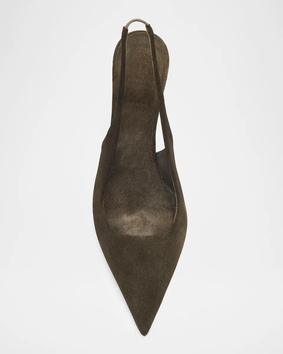 Brunello Cucinelli 85mm Monili-Heel Suede Slingback Pumps | Thumbnail 4 Brunello Cucinelli 85mm Monili-Heel Suede Slingback Pumps | Thumbnail 4