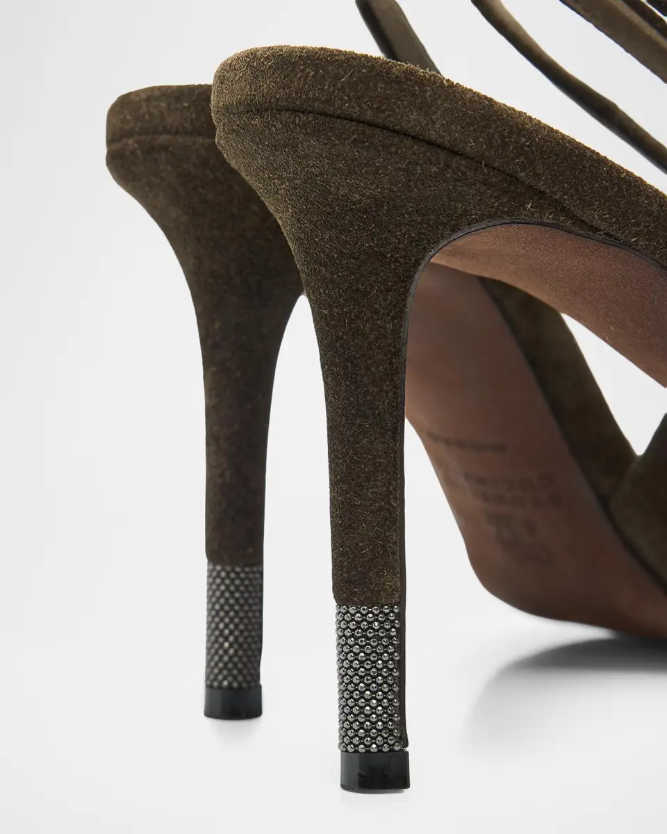 Brunello Cucinelli 85mm Monili-Heel Suede Slingback Pumps | Thumbnail 5 Brunello Cucinelli 85mm Monili-Heel Suede Slingback Pumps | Thumbnail 5