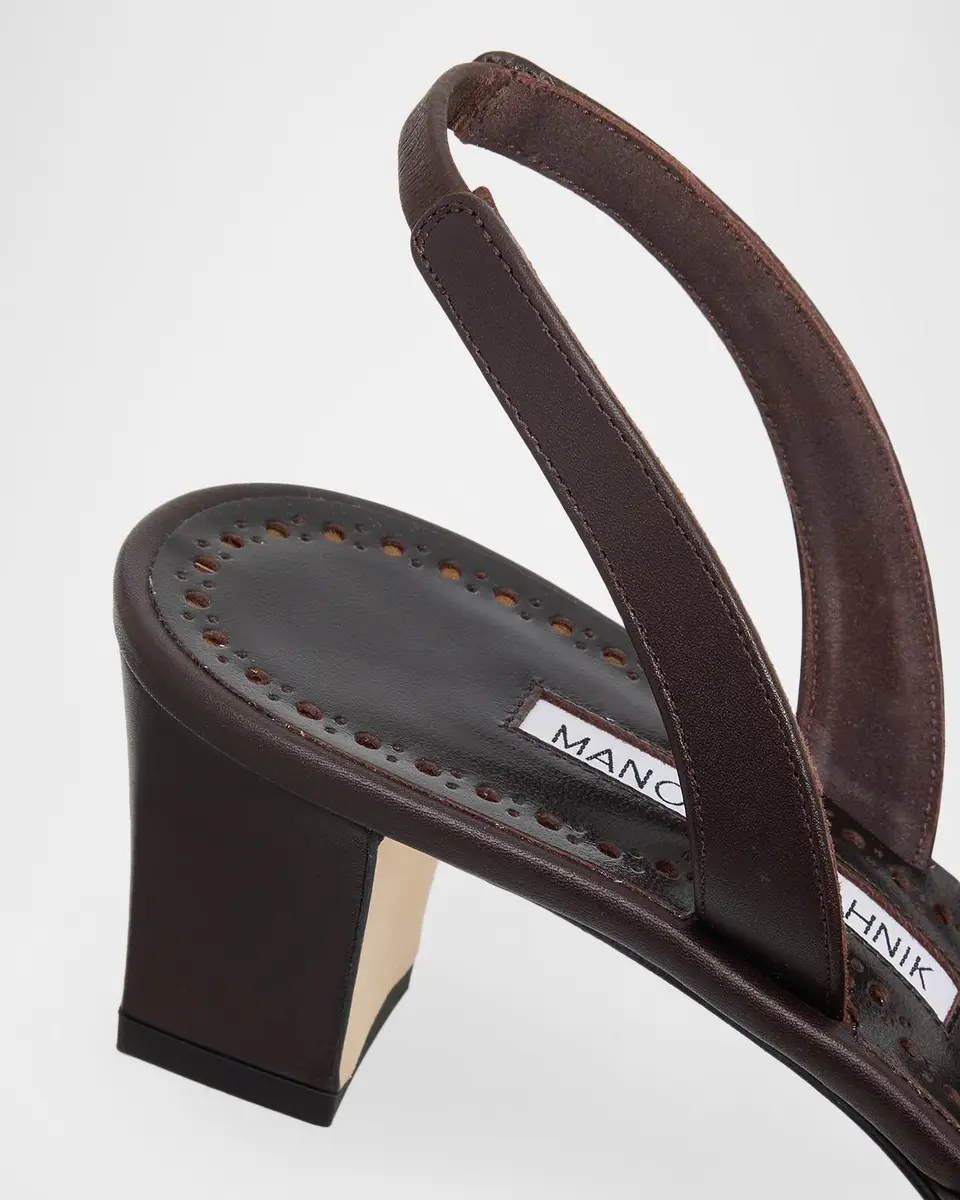 Manolo Blahnik 50mm Vendona Leather Slingback Pumps | Thumbnail 5