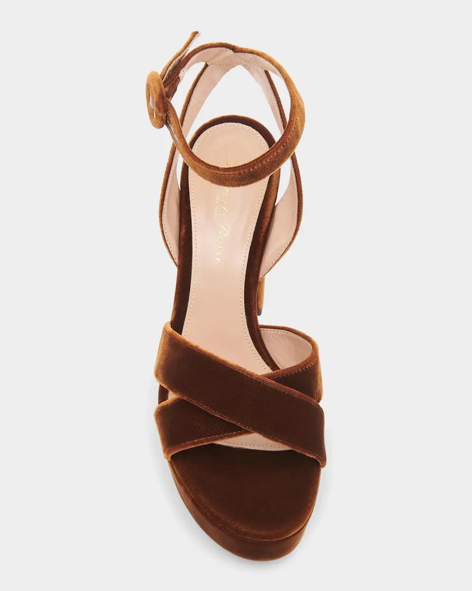 Gianvito Rossi Sabrina 70MM Platform Velvet Sandals | Thumbnail 4