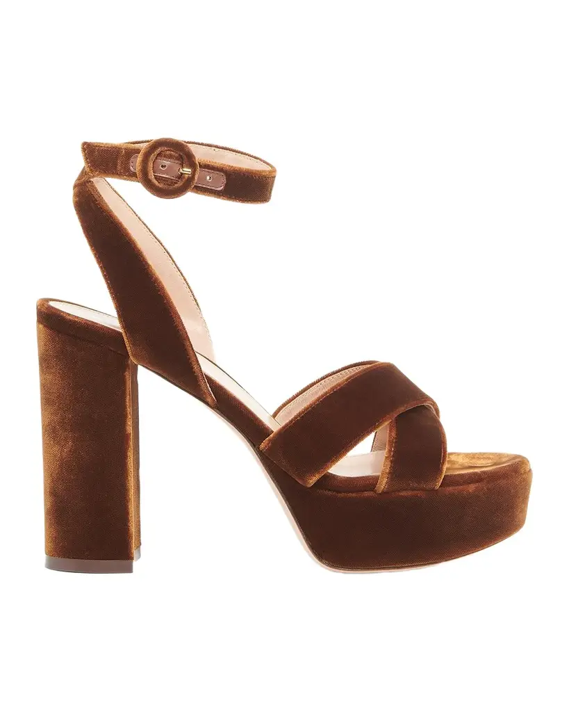 Gianvito Rossi Sabrina 70MM Platform Velvet Sandals | Image 1 Gianvito Rossi Sabrina 70MM Platform Velvet Sandals | Image 1