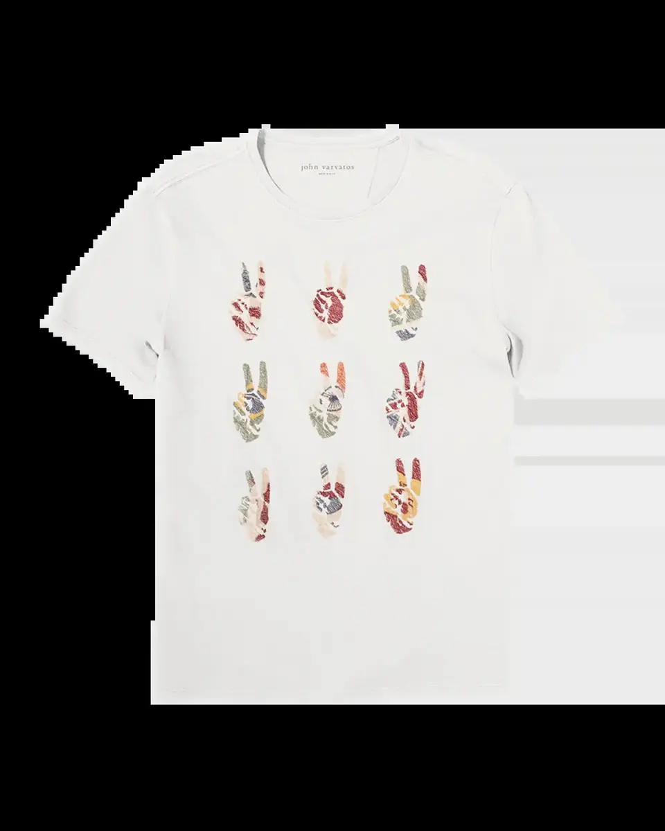JOHN VARVATOS Multi Peace Hand Crewneck T-Shirt | Thumbnail 2 JOHN VARVATOS Multi Peace Hand Crewneck T-Shirt | Thumbnail 2