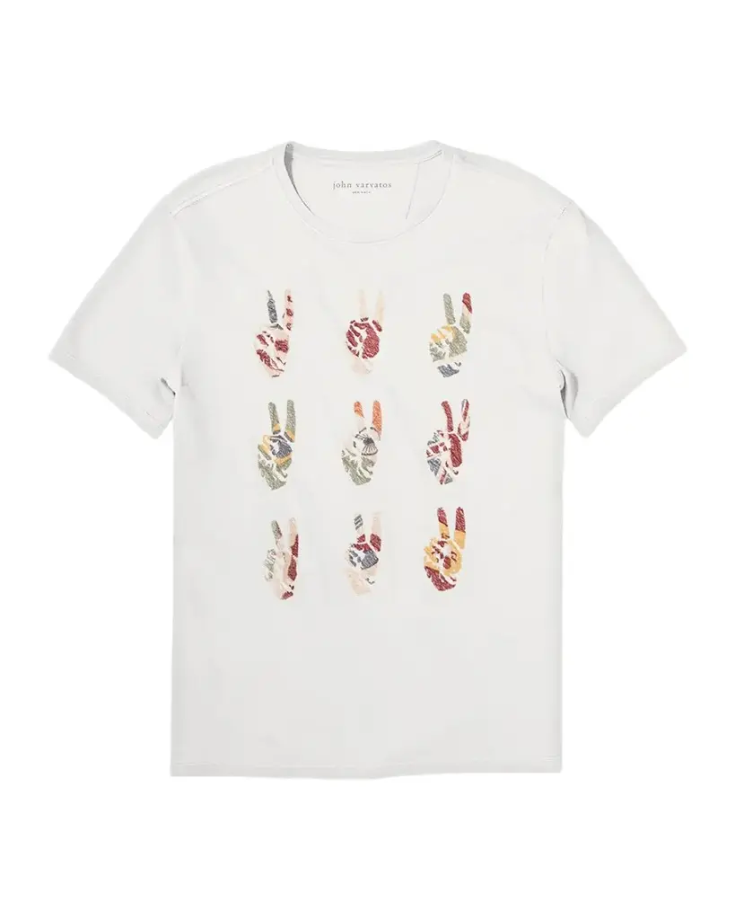JOHN VARVATOS Multi Peace Hand Crewneck T-Shirt | Image 1 JOHN VARVATOS Multi Peace Hand Crewneck T-Shirt | Image 1
