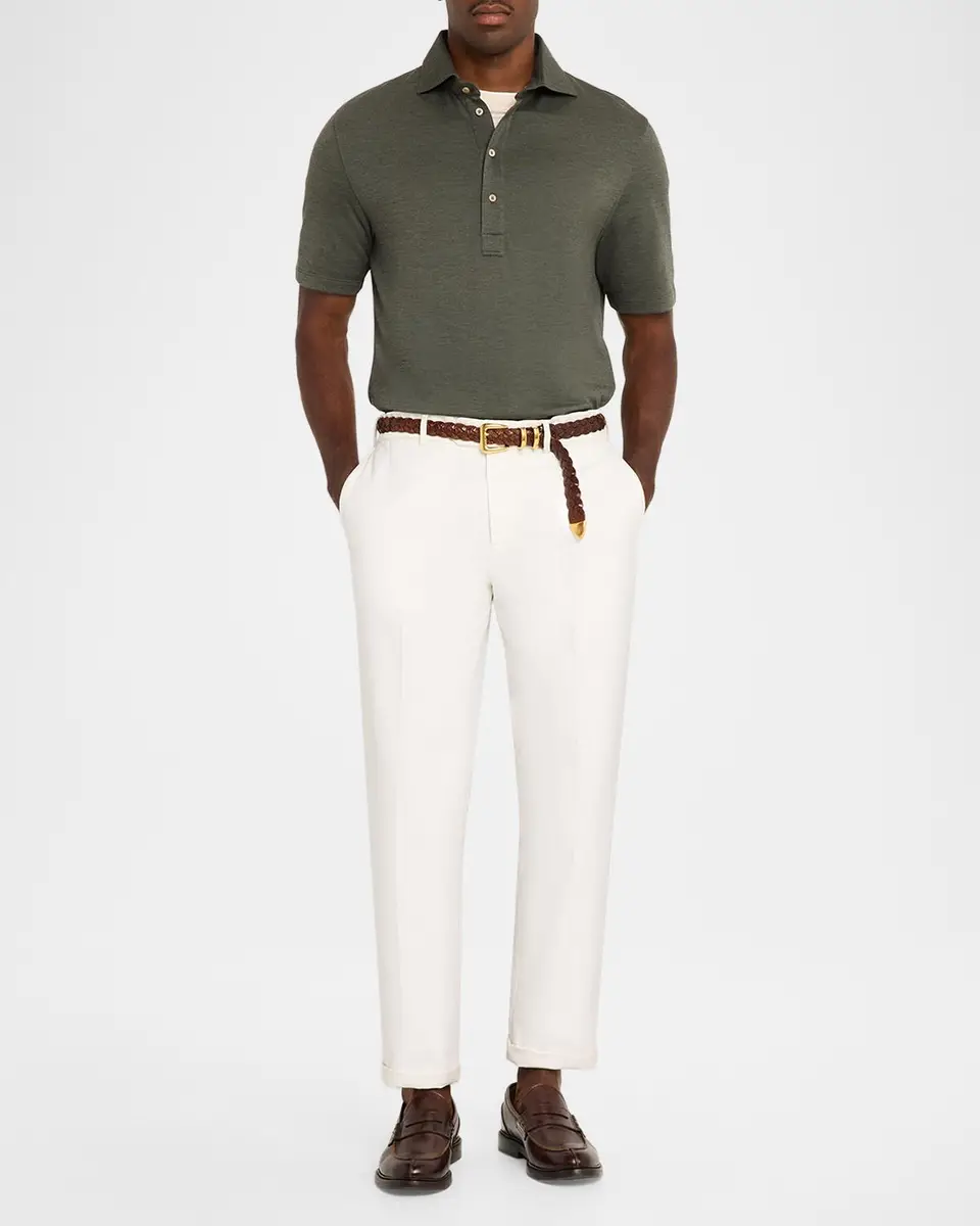 Brunello Cucinelli Men's Wool Blend Polo Shirt | Thumbnail 2 Brunello Cucinelli Men's Wool Blend Polo Shirt | Thumbnail 2