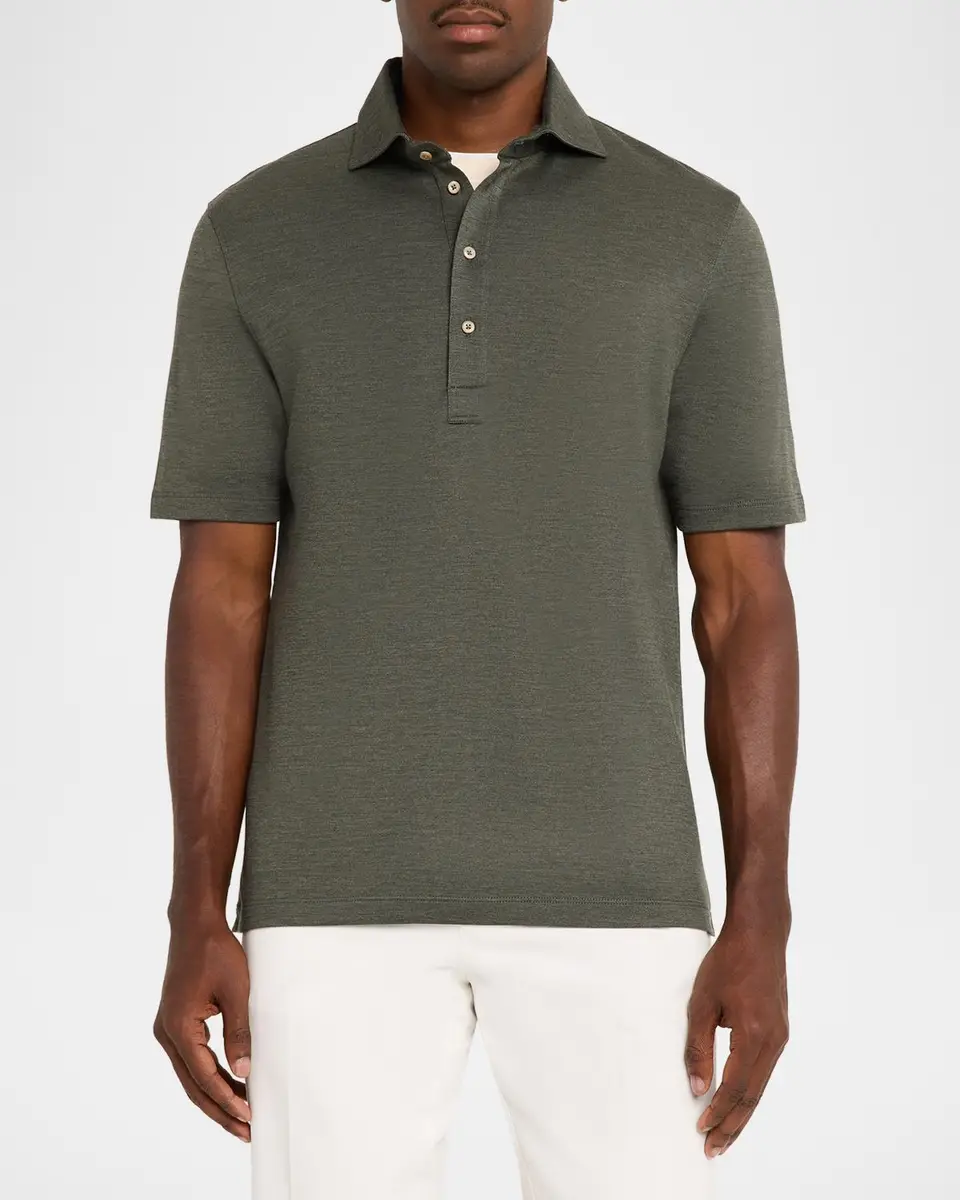 Brunello Cucinelli Men's Wool Blend Polo Shirt | Thumbnail 4 Brunello Cucinelli Men's Wool Blend Polo Shirt | Thumbnail 4