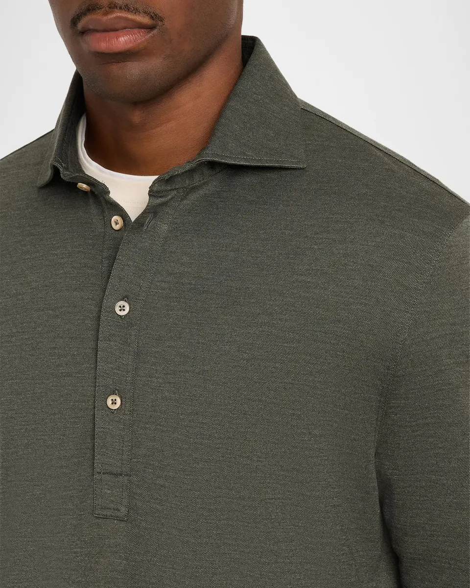 Brunello Cucinelli Men's Wool Blend Polo Shirt | Thumbnail 5 Brunello Cucinelli Men's Wool Blend Polo Shirt | Thumbnail 5