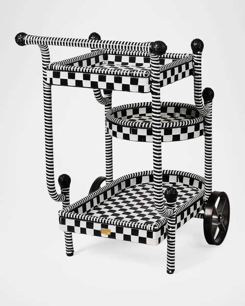 MacKenzie-Childs Gambit Check Outdoor Bar Cart | Thumbnail 3