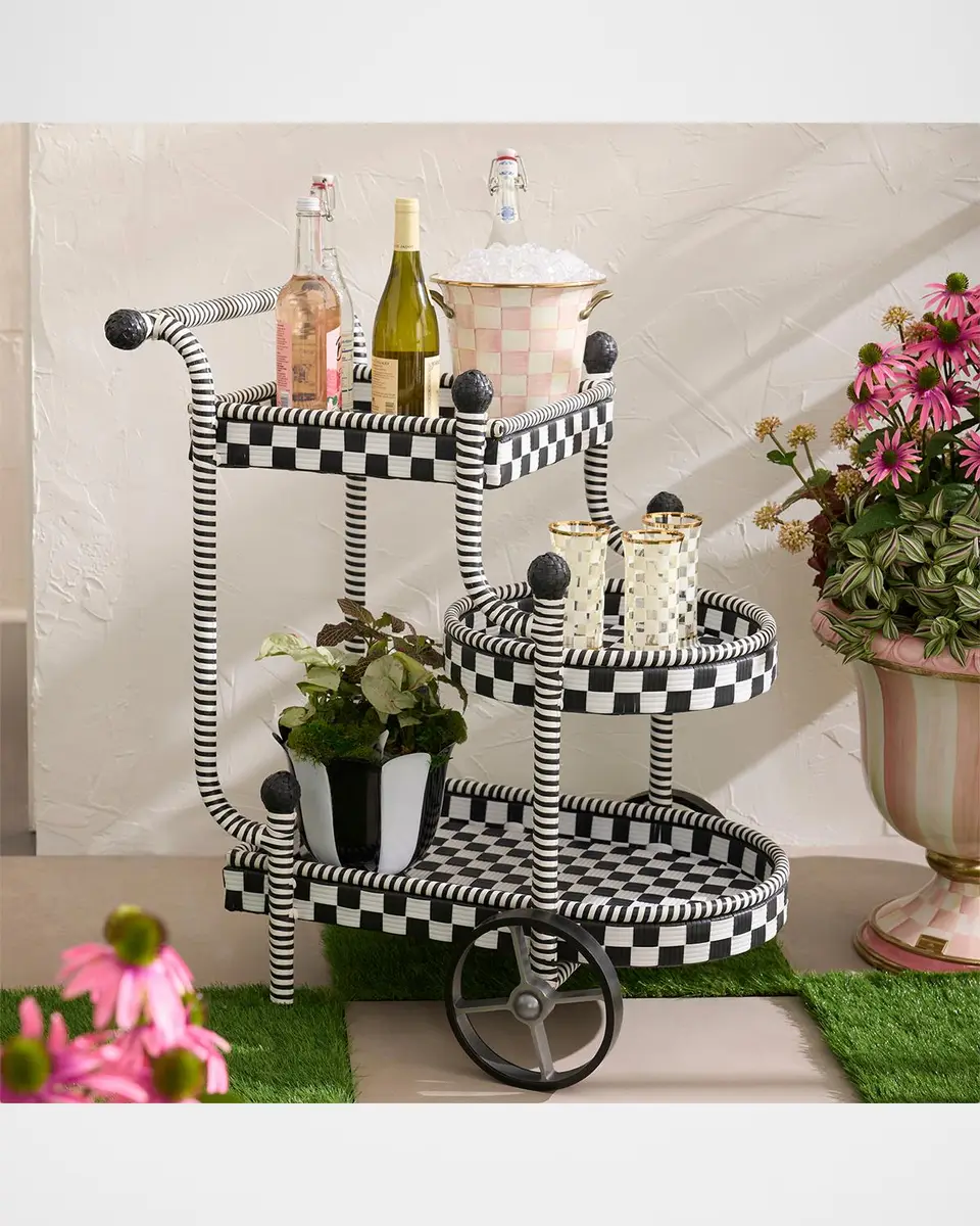 MacKenzie-Childs Gambit Check Outdoor Bar Cart | Thumbnail 6