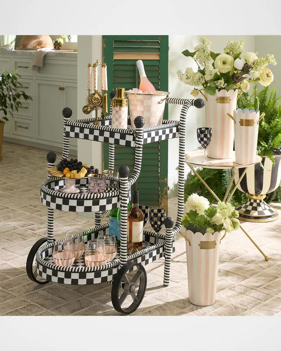 MacKenzie-Childs Gambit Check Outdoor Bar Cart | Thumbnail 7