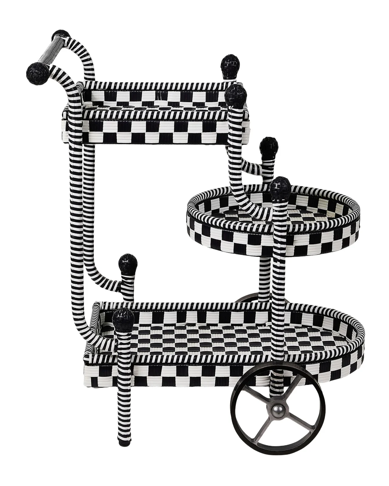 MacKenzie-Childs Gambit Check Outdoor Bar Cart