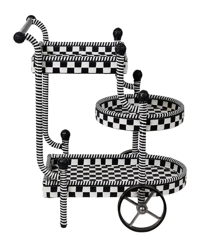 MacKenzie-Childs Gambit Check Outdoor Bar Cart