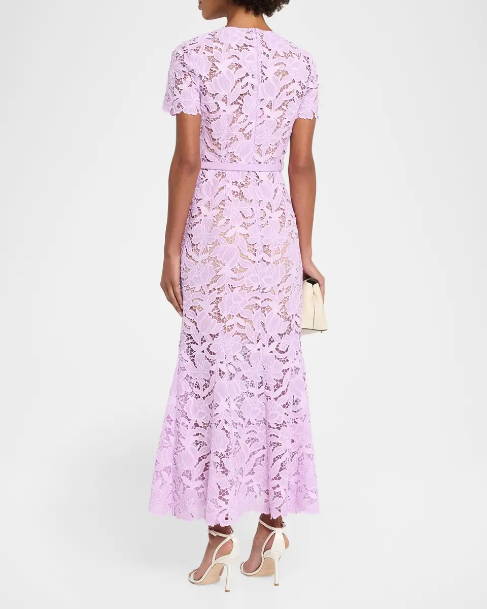 Self-Portrait Belted Lace Midi Dress | Thumbnail 3 Self-Portrait Belted Lace Midi Dress | Thumbnail 3