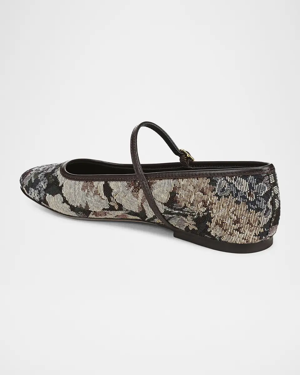 Veronica Beard Ellie Floral Tapestry Mary Jane Ballerina Flats | Thumbnail 3 Veronica Beard Ellie Floral Tapestry Mary Jane Ballerina Flats | Thumbnail 3