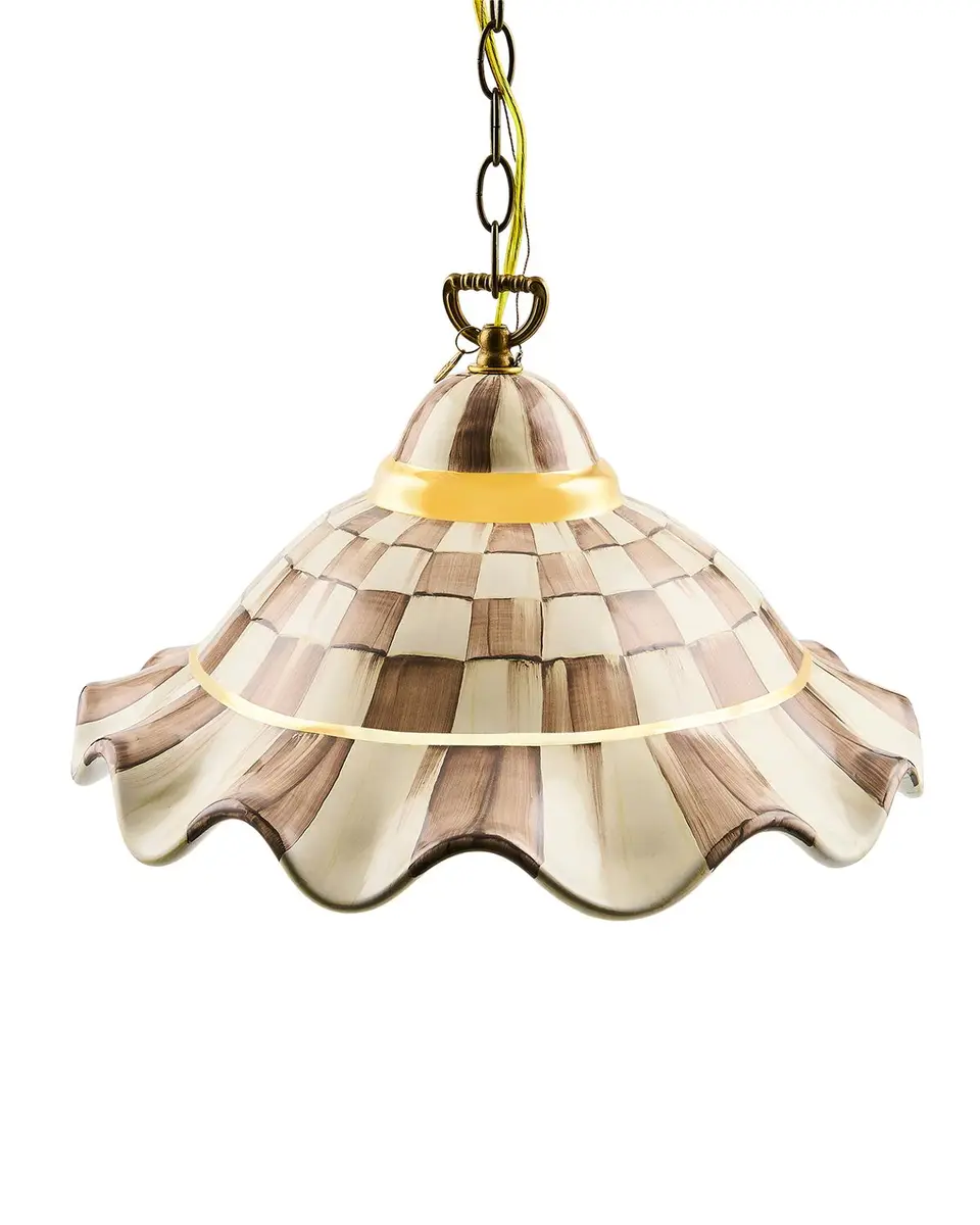 MacKenzie-Childs Mocha Check 12" Medium Ceramic Pendant | Thumbnail 3 MacKenzie-Childs Mocha Check 12" Medium Ceramic Pendant | Thumbnail 3