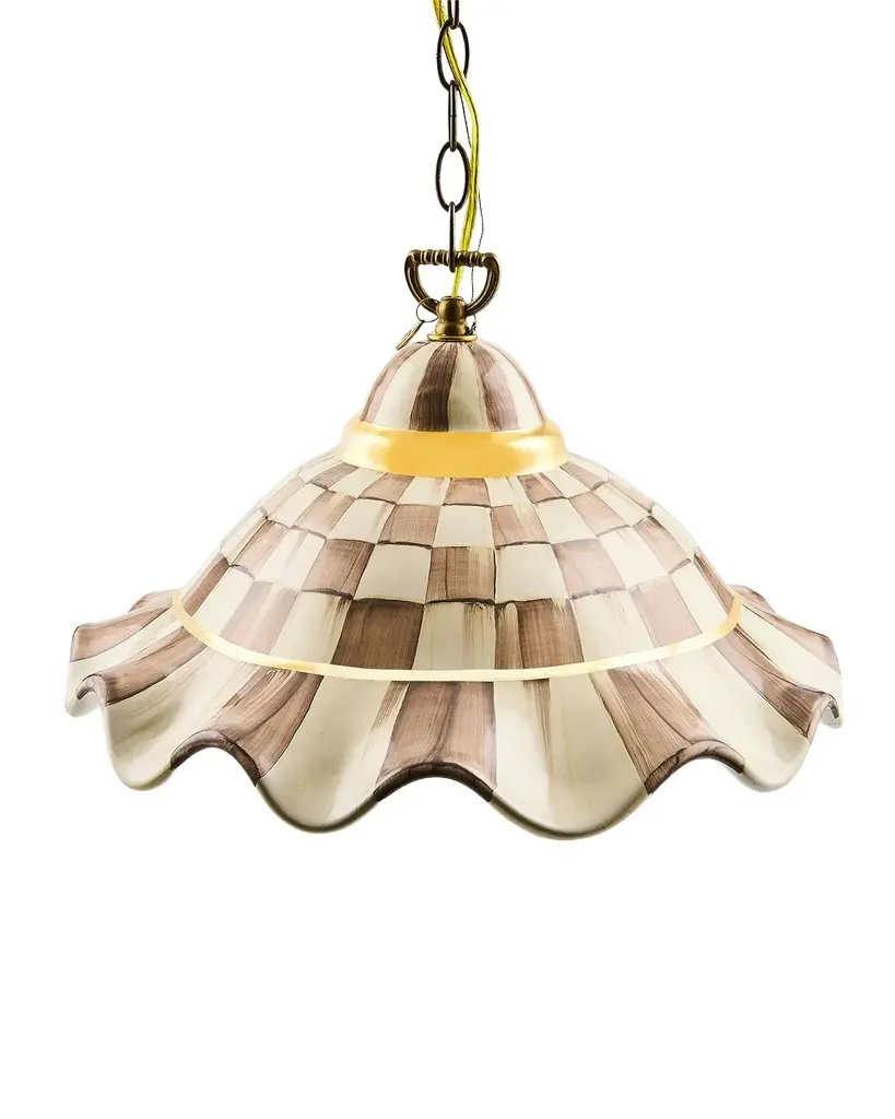 MacKenzie-Childs Mocha Check 12" Medium Ceramic Pendant