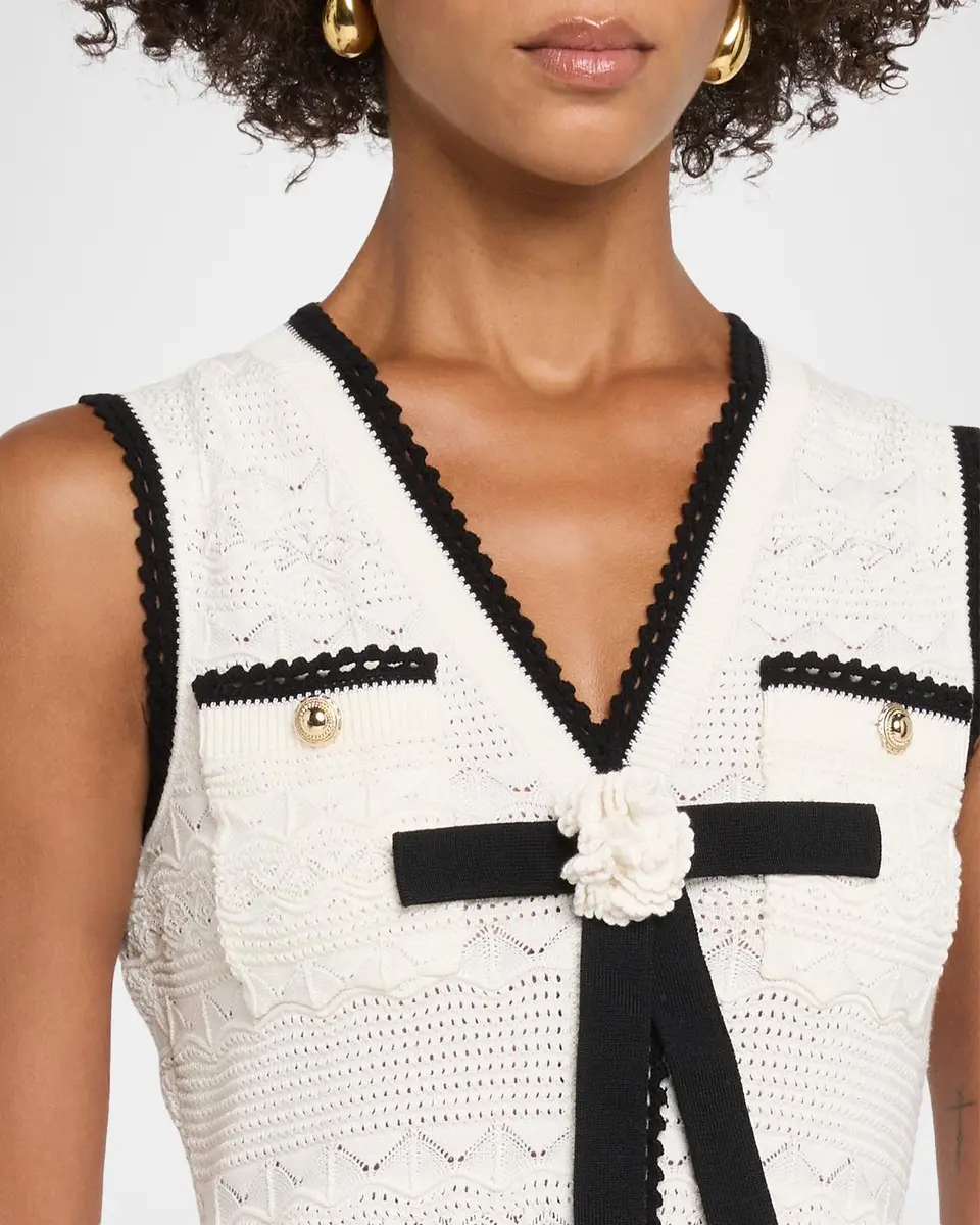 Self-Portrait Pointelle-Knit Mini Dress | Thumbnail 5 Self-Portrait Pointelle-Knit Mini Dress | Thumbnail 5