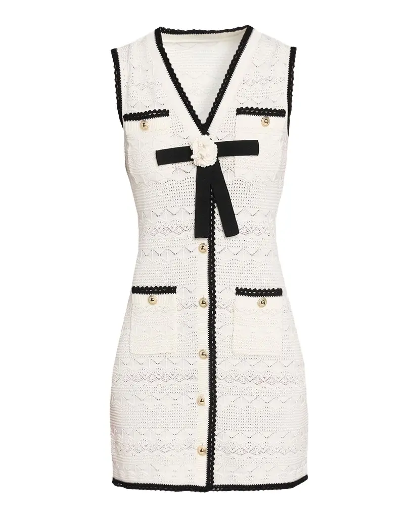 Self-Portrait Pointelle-Knit Mini Dress