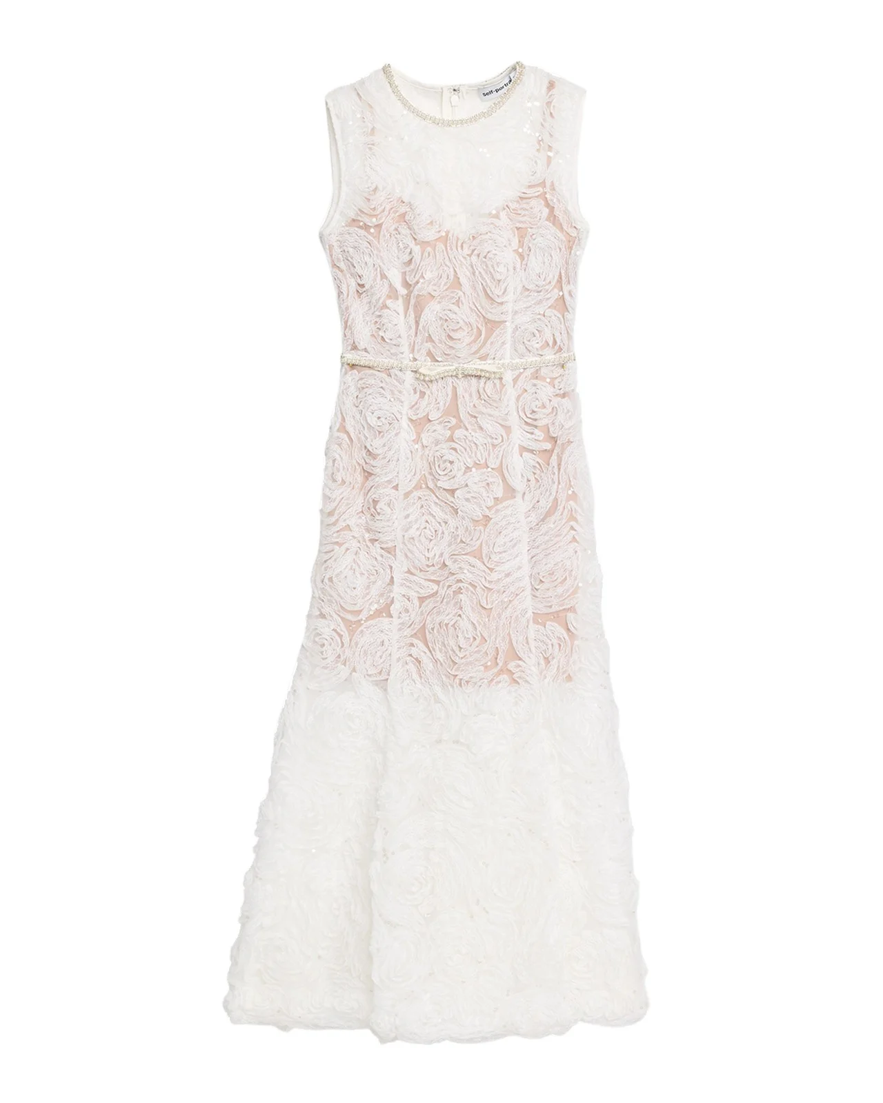 Tulle Lace Rose Applique Midi Dress Tulle Lace Rose Applique Midi Dress