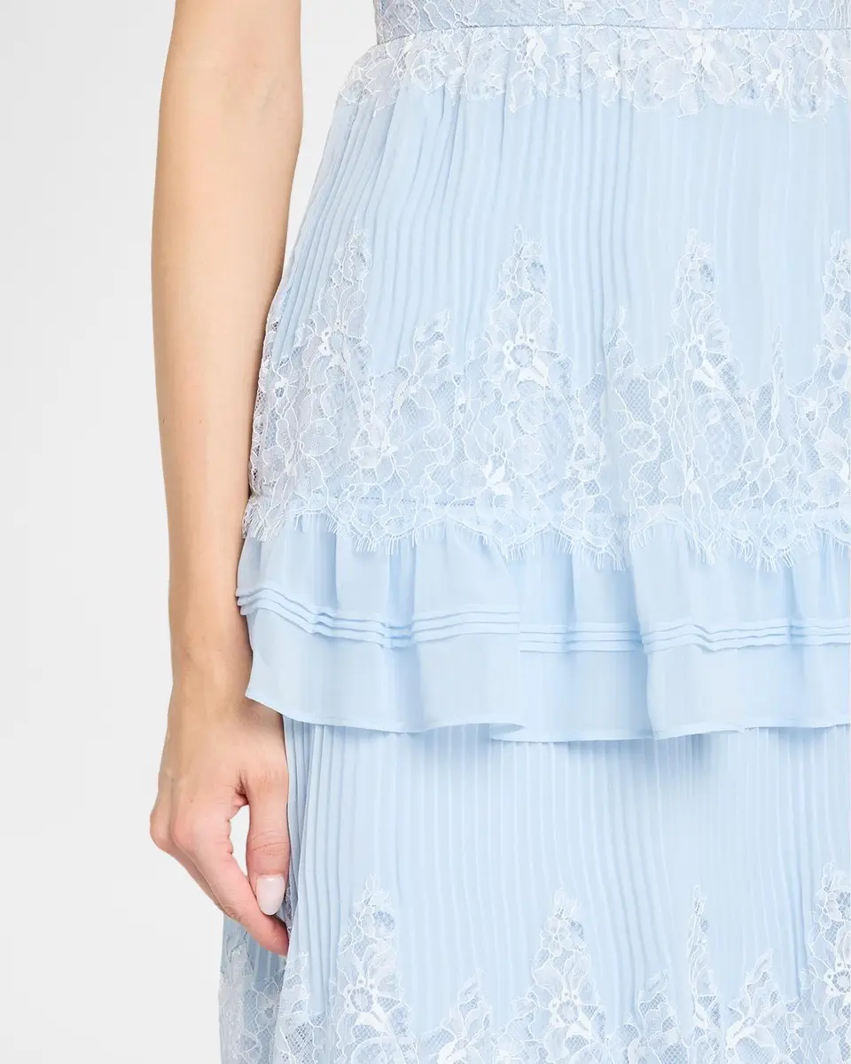 Self-Portrait Chiffon Lace Tiered Midi Dress | Thumbnail 5 Self-Portrait Chiffon Lace Tiered Midi Dress | Thumbnail 5