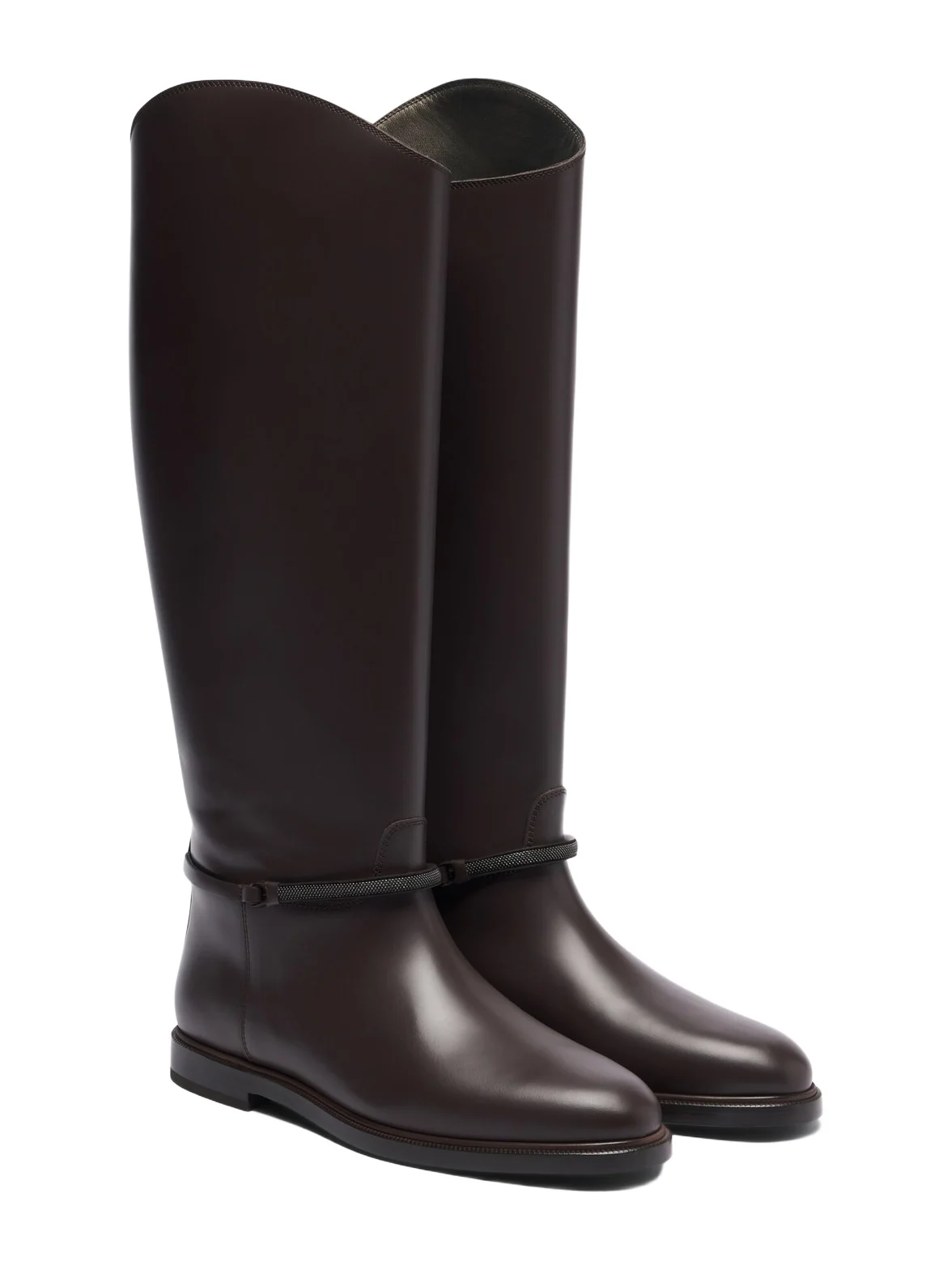 Brunello Cucinelli Monili leather knee-high boots