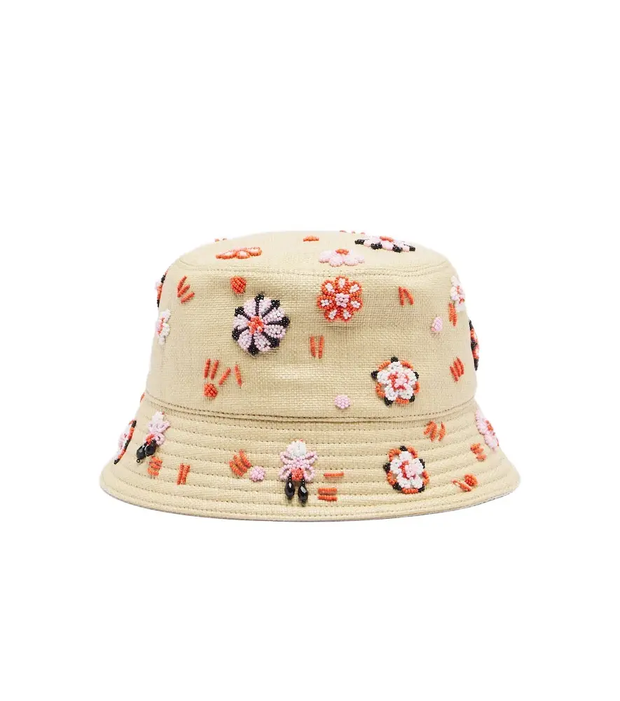 Prada Embroidered canvas bucket hat | Image 1 Prada Embroidered canvas bucket hat | Image 1