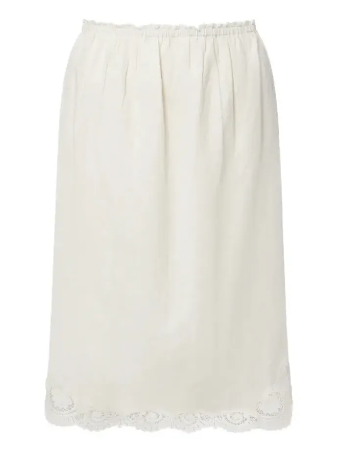 Darya embroidered linen and cotton midi skirt