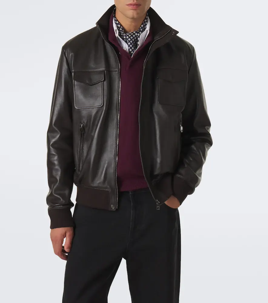 Dolce & Gabbana Leather blouson jacket | Thumbnail 2 Dolce & Gabbana Leather blouson jacket | Thumbnail 2