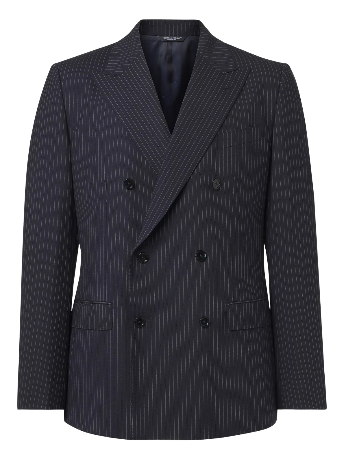Pinstripe double-breasted wool-blend blazer Pinstripe double-breasted wool-blend blazer