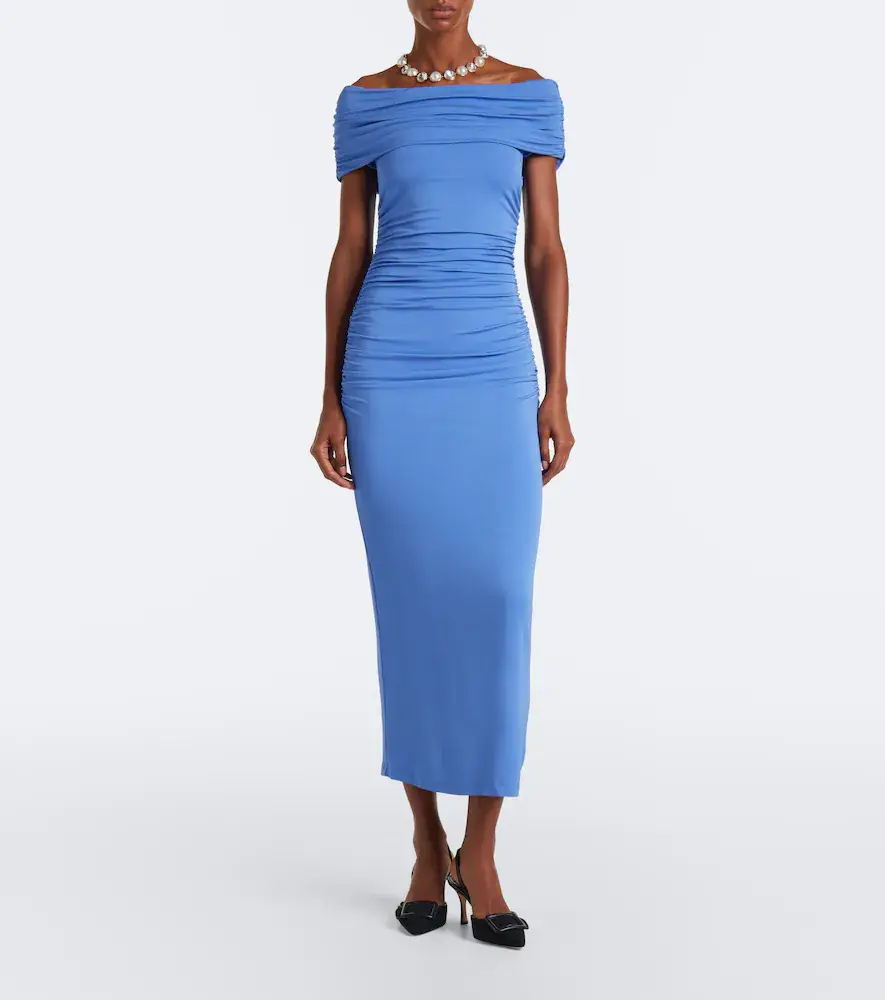 Carolina Herrera Ruched off-shoulder jersey midi dress | Thumbnail 2 Carolina Herrera Ruched off-shoulder jersey midi dress | Thumbnail 2