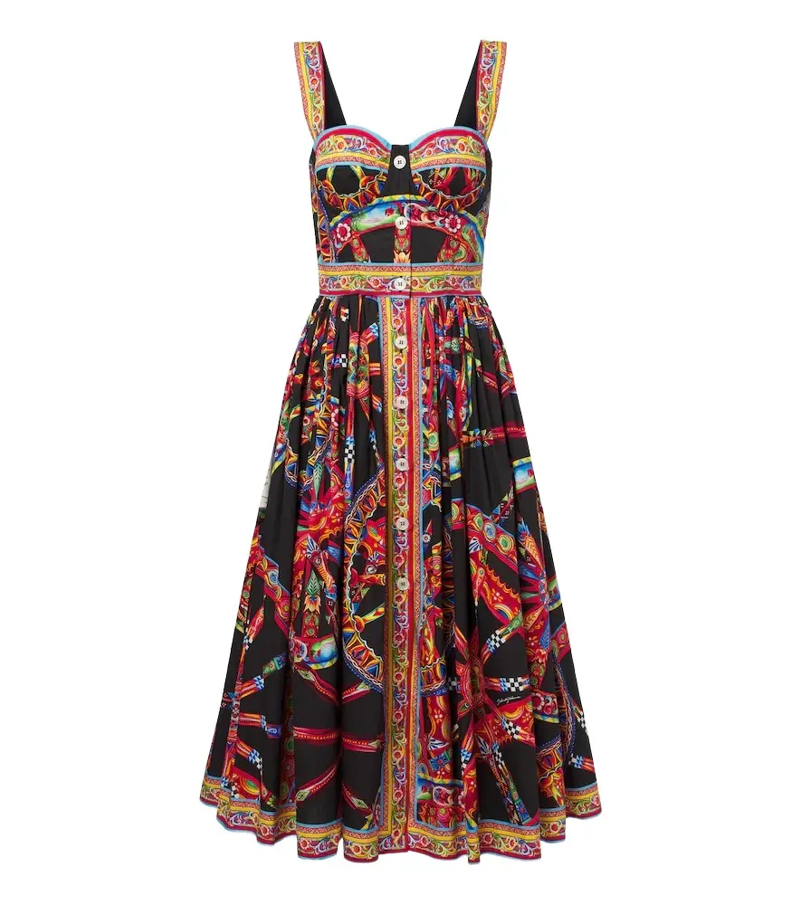 Dolce & Gabbana Carretto cotton poplin midi dress | Image 1 Dolce & Gabbana Carretto cotton poplin midi dress | Image 1