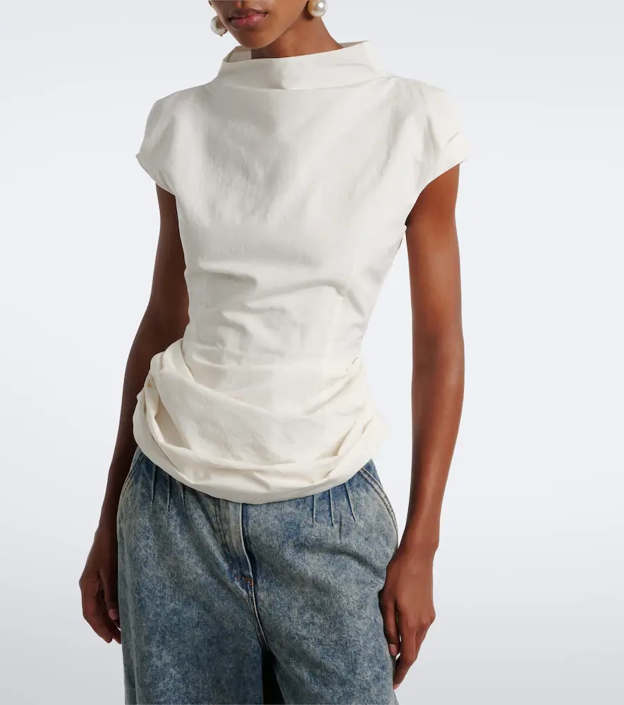 Magda Butrym Draped cotton and silk top | Thumbnail 4 Magda Butrym Draped cotton and silk top | Thumbnail 4